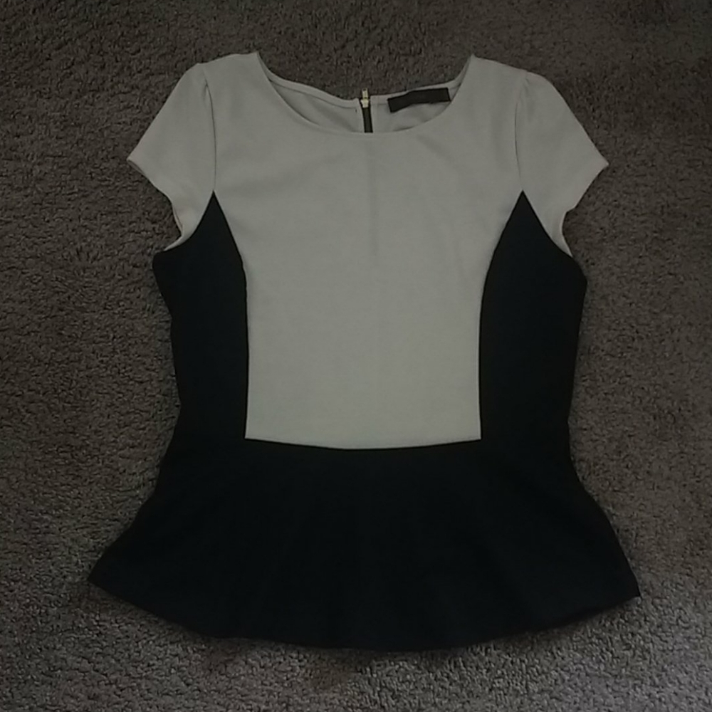 Black and White Peplum Top
